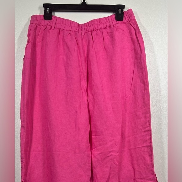 Boston Proper Floral Embellished Linen Pant Pink Multi Colored Sequins Size 12 - Picture 6 of 11